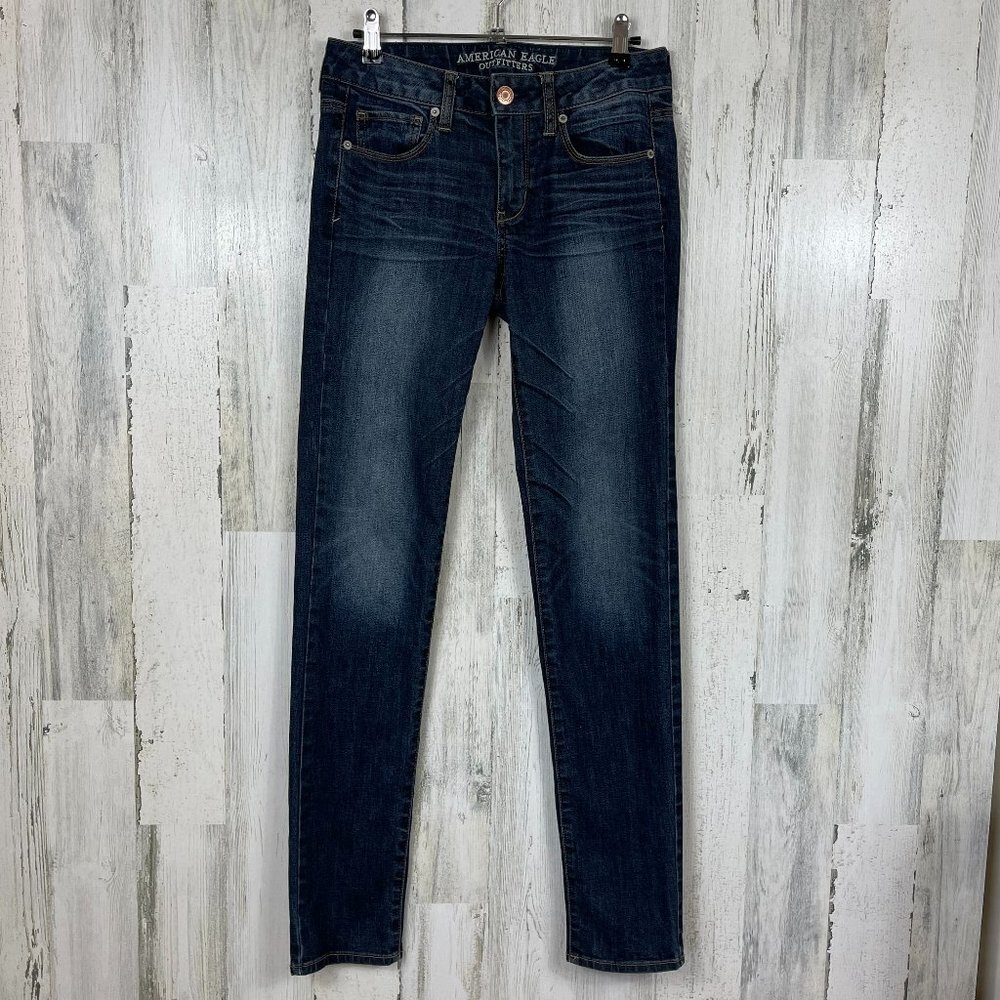 American Eagle Outfitters AEO skinny jeans super stretch dark wash size 4 long